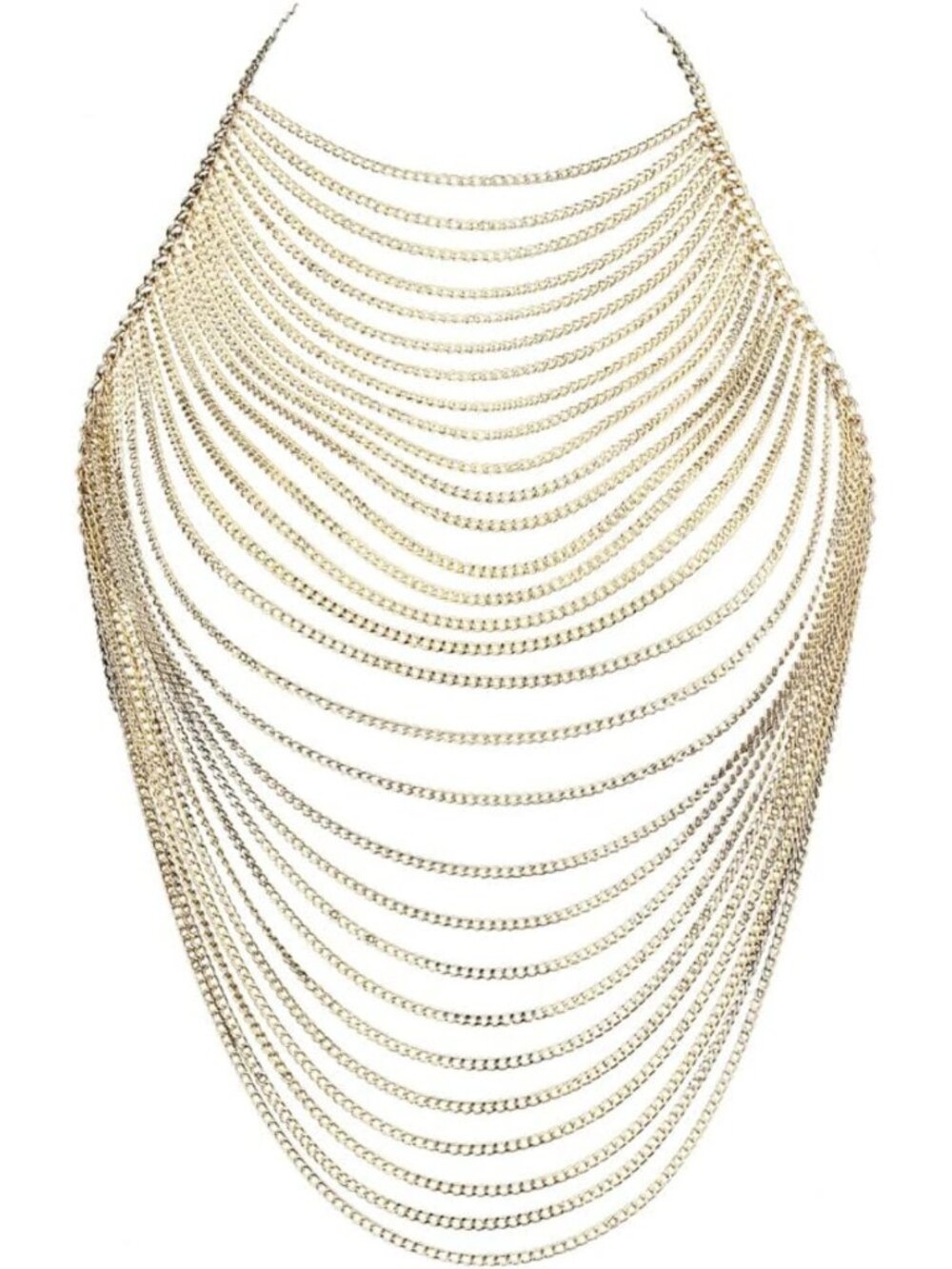 Multi-Layer Gold Body Chain Necklace, Sexy Halter Top Jewelry, Women's Chest
